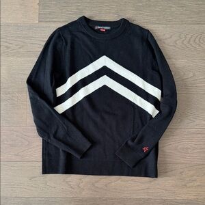 Perfect Moment Black Crewneck Sweater with White Chevron Stripes